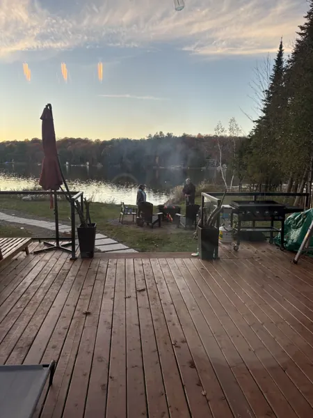 Gathering beside the lake at dusk