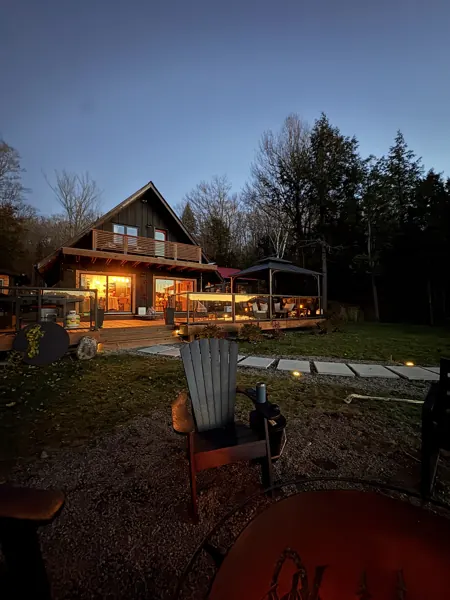 The Lakehouse glowing at dusk