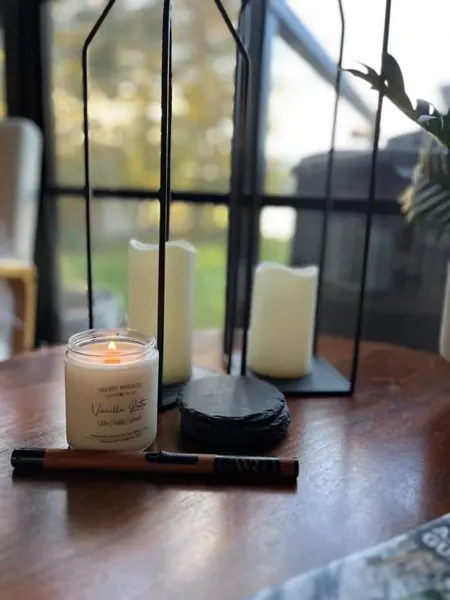 A candle in the Haliburton Room