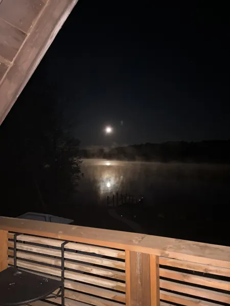 Moonlight over the lake from the balcony