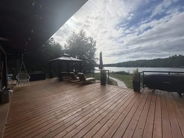 The deck overlooking the lake